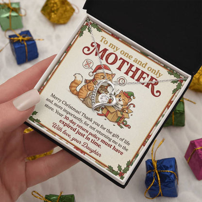 To My Mother Necklace From Daughter, Funny Christmas Gift for Mom, Birthday Present, 30-Day Return Policy Expired Joke, Love Knot Necklace-LKN84336