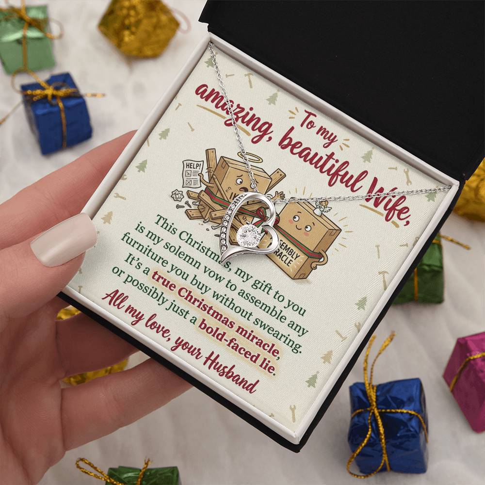 To My Wife Necklace From Husband, Funny Christmas Gift For Her, Christmas Miracle Present, Love Knot Necklace-LKN22909