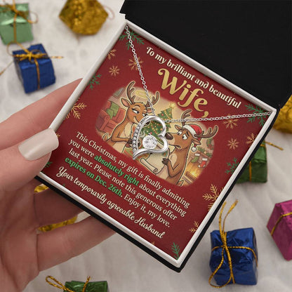 To My Wife Necklace From Husband, Funny Christmas Gift for Her, Humorous Holiday Present, Love Knot Necklace-LKN74415