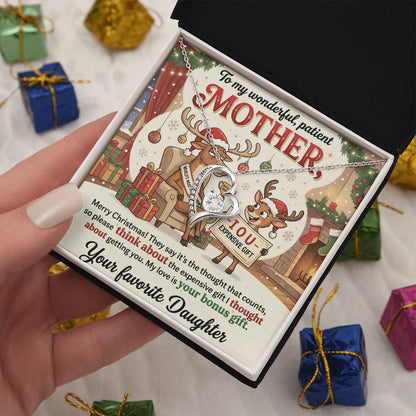 To My Mother Necklace From Daughter, Funny Christmas Gift For Mom, Birthday Present, Mother Daughter Gift, Love Knot Necklace-LKN13045