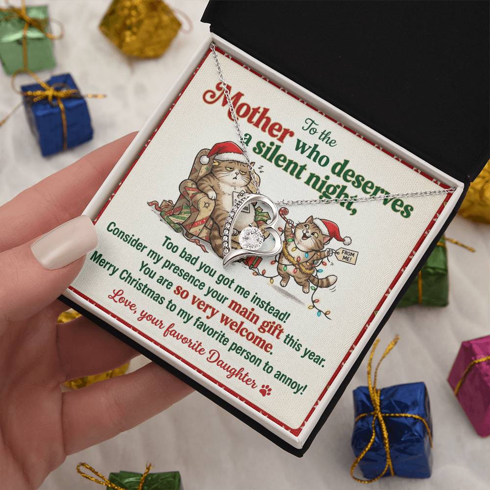 To My Mother Necklace From Daughter, Funny Christmas Gift for Mom, Mom Birthday Gift From Annoying Daughter - Love Knot Necklace-LKN58963