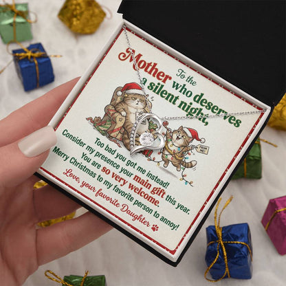 To My Mother Necklace From Daughter, Funny Christmas Gift for Mom, Mom Birthday Gift From Annoying Daughter - Love Knot Necklace-LKN58963