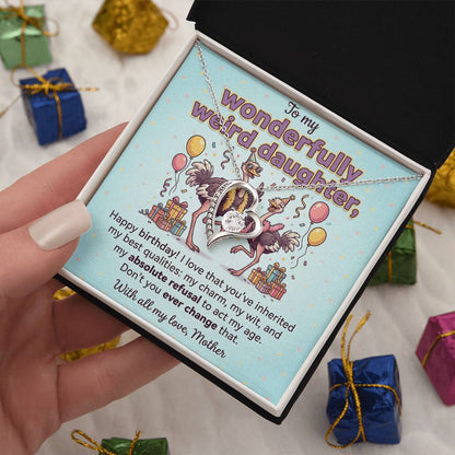 To My Daughter Necklace From Mother, Funny Birthday Gift for Weird Daughter, From Mom - Love Knot Necklace-LKN26959
