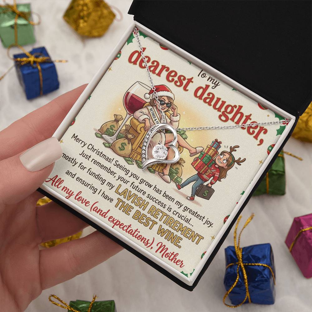 To My Dearest Daughter Necklace From Mother, Funny Christmas Gift, Humorous Xmas Present for Her, Future Success Gift, Love Knot Necklace-LKN56173