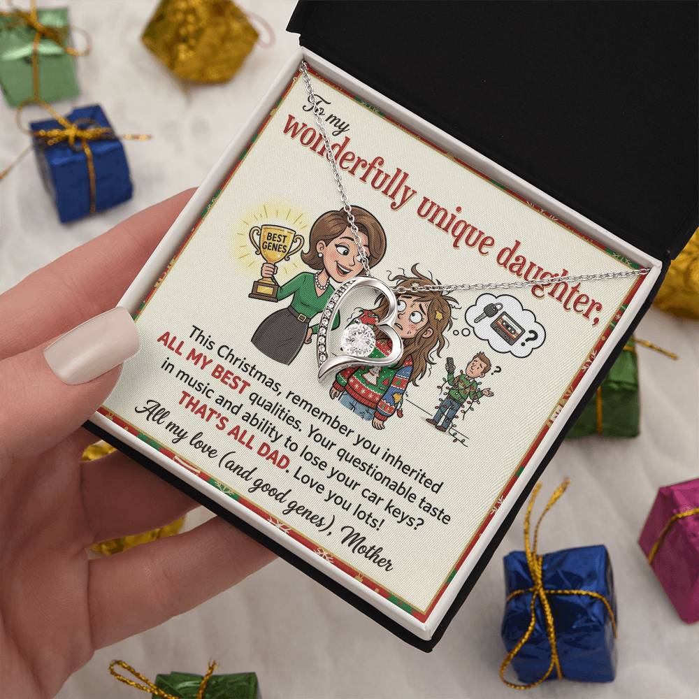 To My Daughter Necklace From Mother, Funny Christmas Gift, Birthday Gift For Daughter, Mother Daughter Gift - Love Knot Necklace-LKN73614