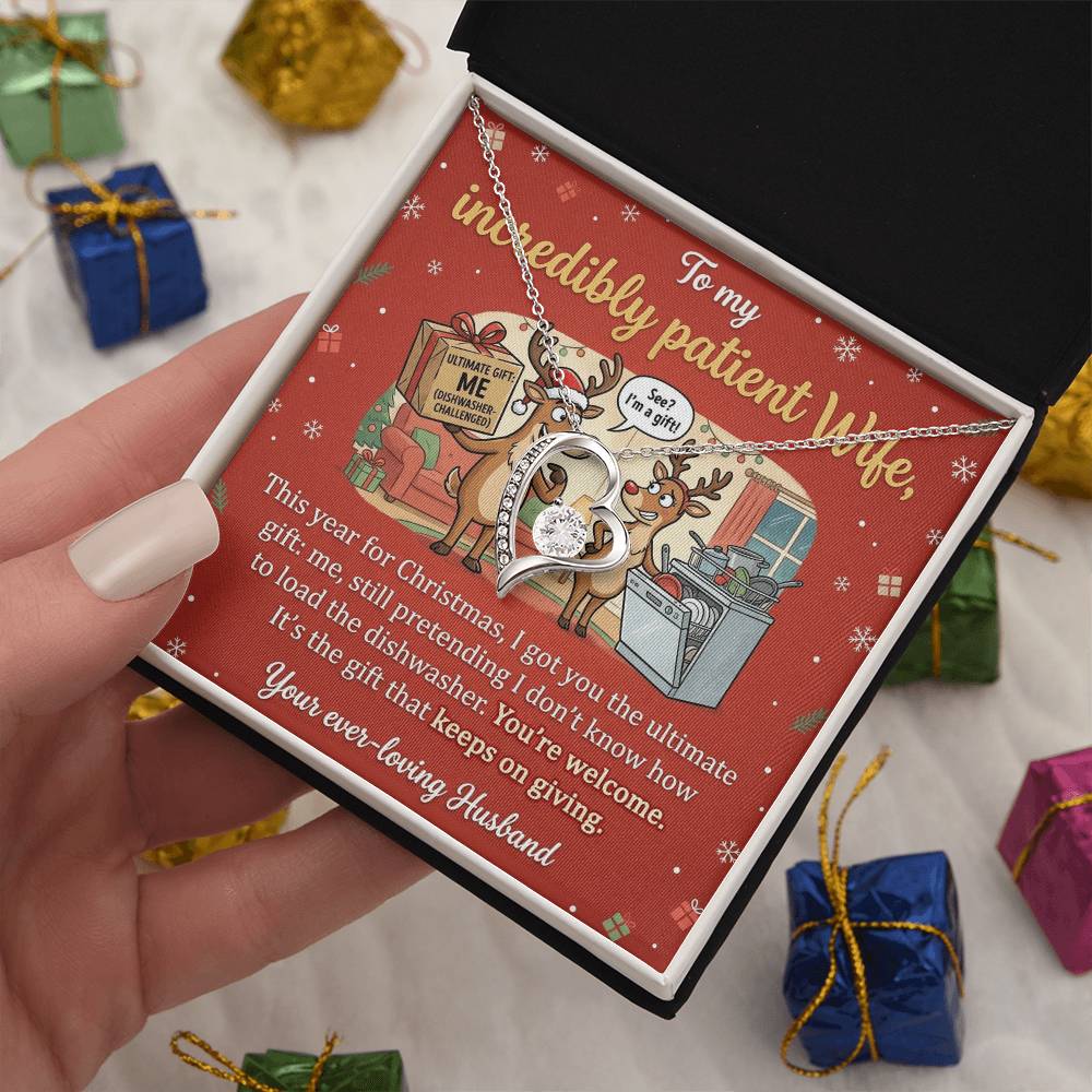 To My Wife Necklace From Husband, Funny Christmas Gift, Humorous Present for Incredibly Patient Wife - Love Knot Necklace-LKN23698