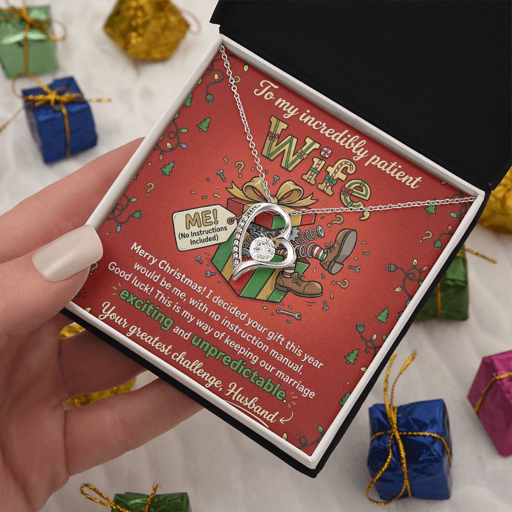 To My Wife Necklace From Husband, Funny Christmas Gift, To My Incredibly Patient Wife, Husband to Wife Present, Love Knot Necklace-LKN55259