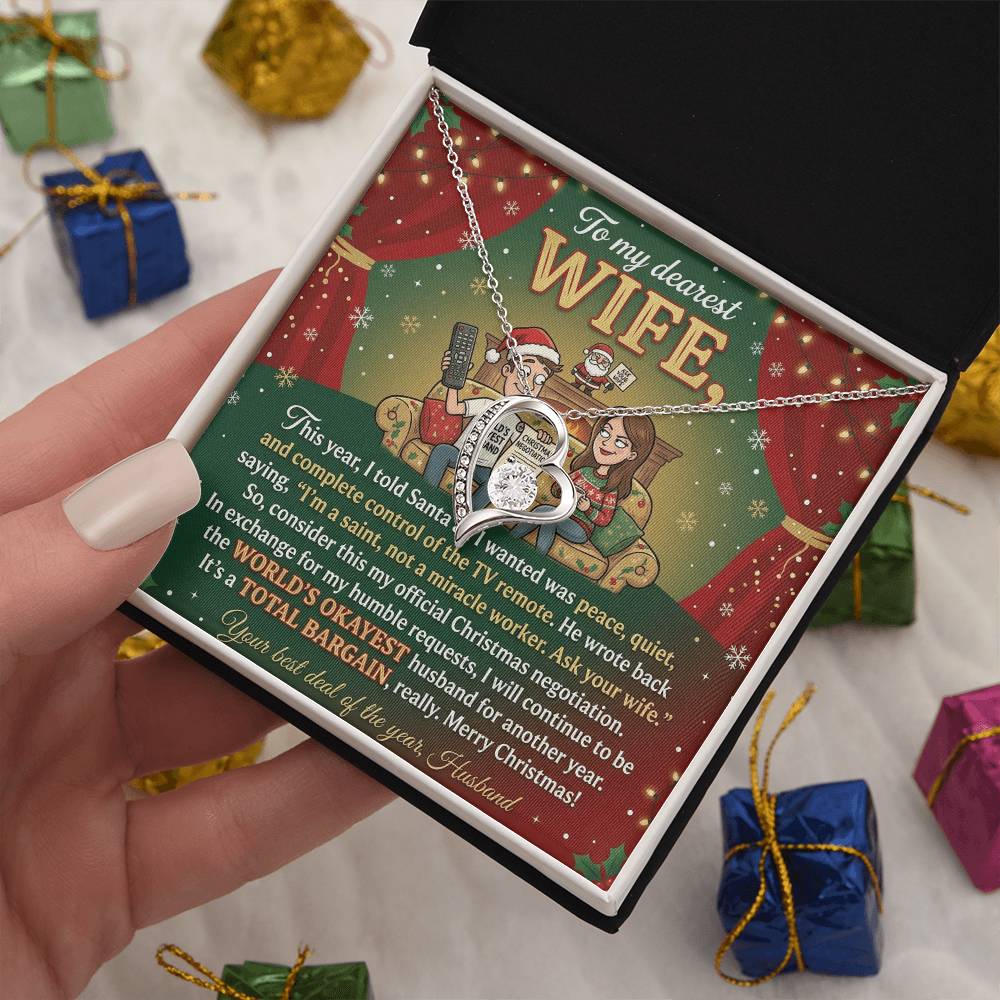 To My Wife Necklace From Husband, Funny Christmas Gift Idea, Holiday Present for Her - Love Knot Necklace-LKN30710