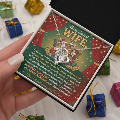 To My Wife Necklace From Husband, Funny Christmas Gift Idea, Holiday Present for Her - Love Knot Necklace-LKN30710