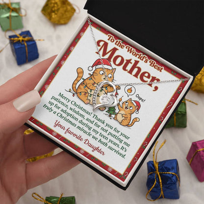 To My Mother Necklace From Daughter - Funny Christmas Gift for the World's Best Mom - Love Knot Necklace-LKN21180