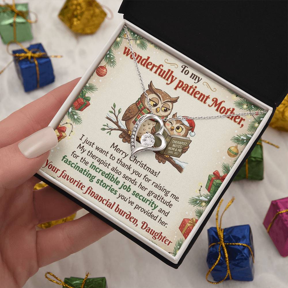 To My Mother Necklace From Daughter, Funny Christmas Gift for Mom, Humorous Holiday Gift, Love Knot Necklace-LKN68116
