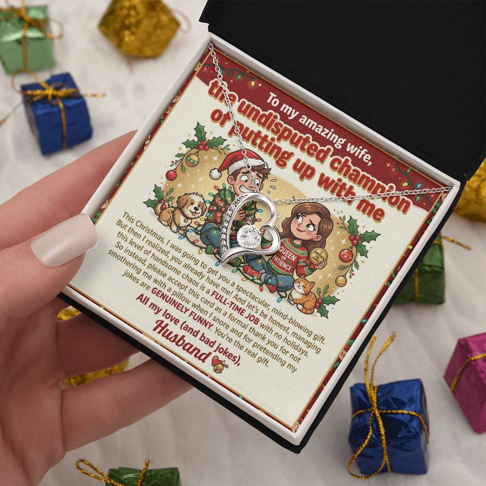 To My Wife Necklace From Husband, Funny Christmas Gift, Holiday Present For Her, Love Knot Necklace-LKN93284