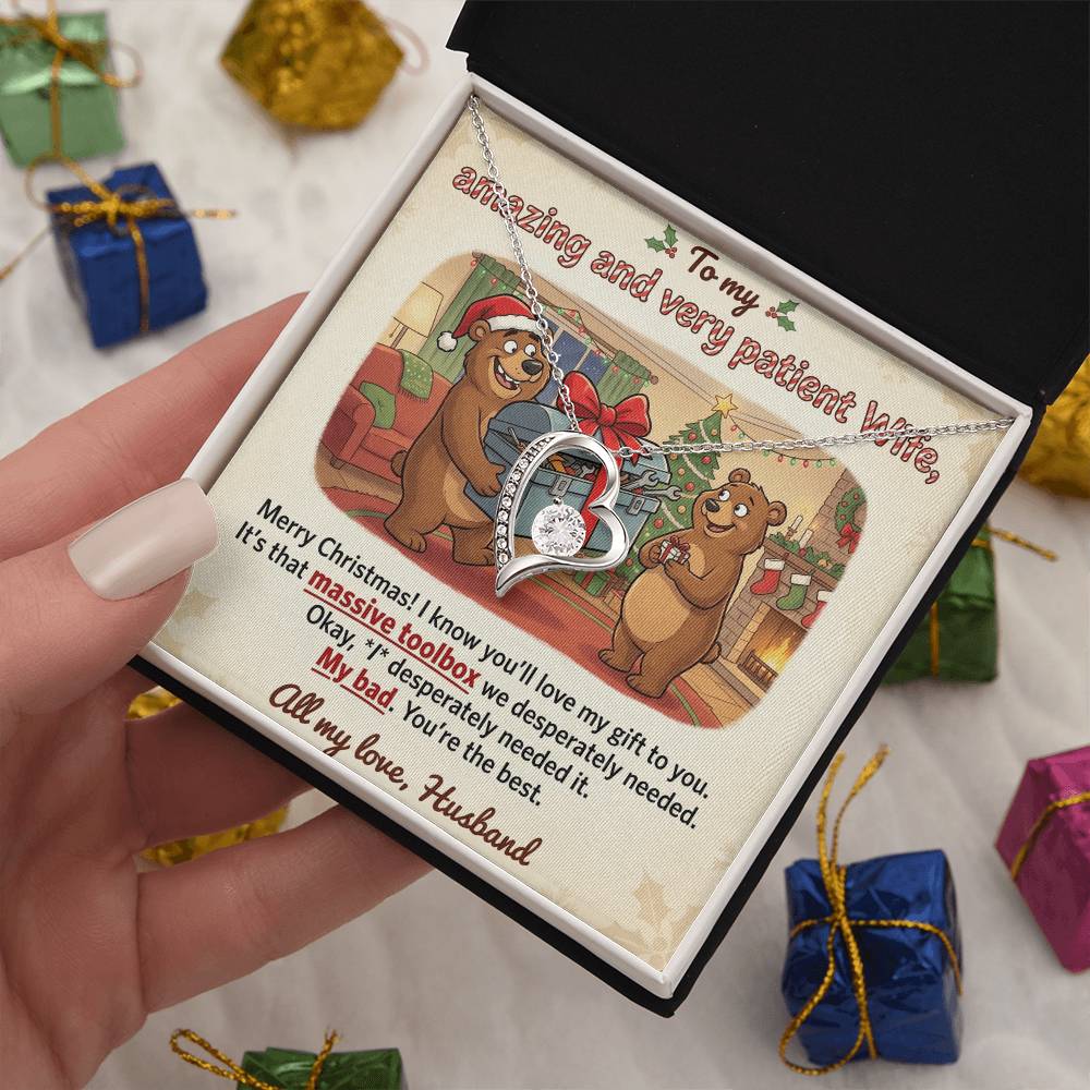 To My Wife Necklace From Husband - Funny Christmas Gift For Her, My Bad Toolbox Joke - Love Knot Necklace-LKN83749