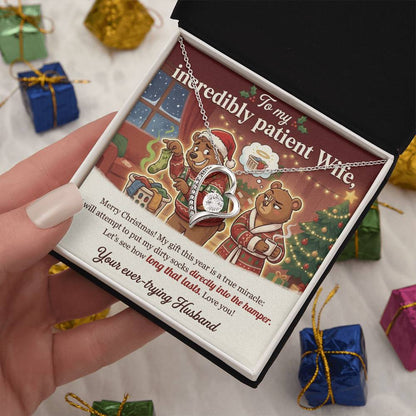 To My Incredibly Patient Wife Necklace From Husband, Funny Christmas Gift, Humorous Holiday Present - Love Knot Necklace-LKN90892