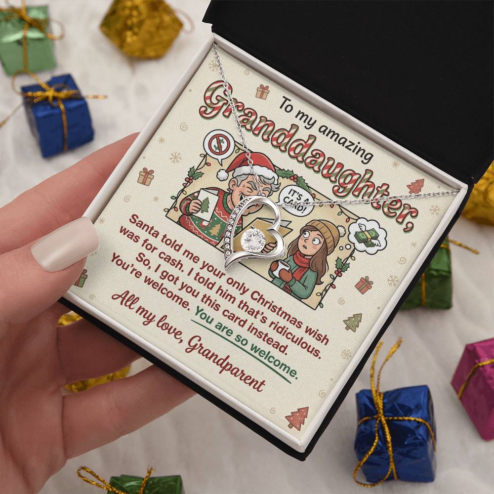 To My Granddaughter Necklace From Grandparent - Funny Christmas Gift for Her, Xmas Gift Idea from Grandparents, Love Knot Necklace-LKN20224