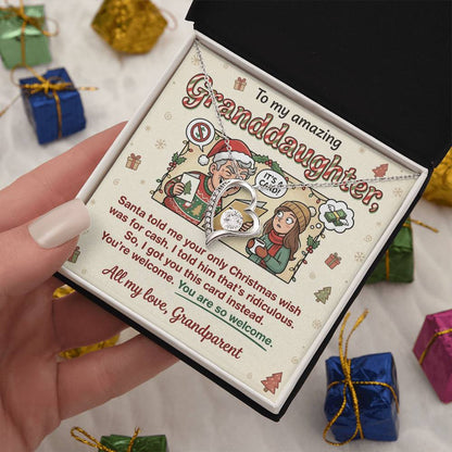 To My Granddaughter Necklace From Grandparent - Funny Christmas Gift for Her, Xmas Gift Idea from Grandparents, Love Knot Necklace-LKN20224