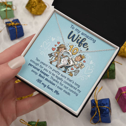 To My Wife Necklace From Husband, 10th Anniversary Gift, 10 Year Wedding Gift Idea for Her, Love Knot Necklace-LKN92076