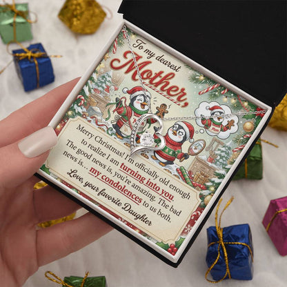 To My Mother Necklace From Daughter, Funny Christmas Gift For Mom, Mom Birthday Gift, Turning Into You - Love Knot Necklace-LKN95163