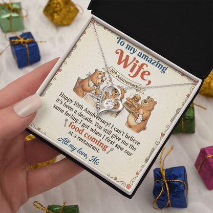 To My Wife Necklace From Husband, Happy 10th Anniversary Gift, Funny Gift For Her - Love Knot Necklace-LKN14367