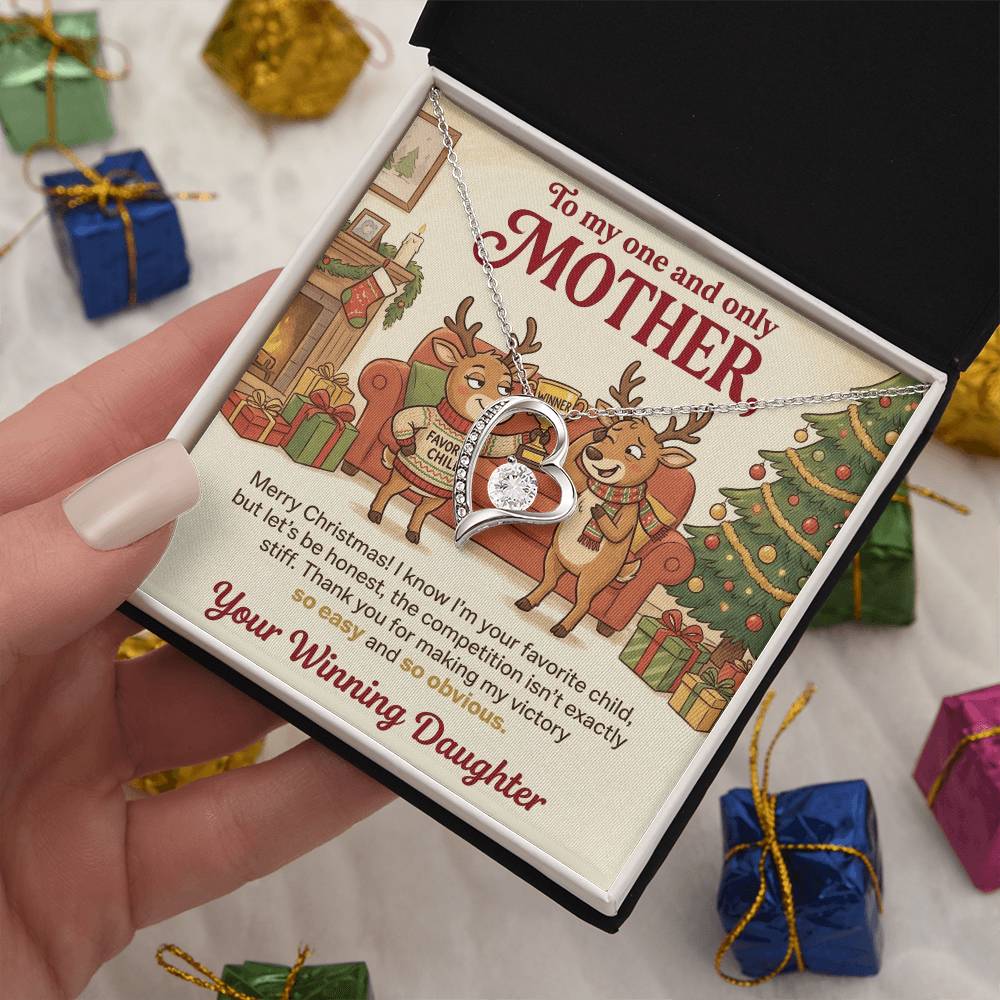 To My Mother Necklace From Daughter, Funny Favorite Child Christmas Gift, Xmas Present for Mom - Love Knot Necklace-LKN75523