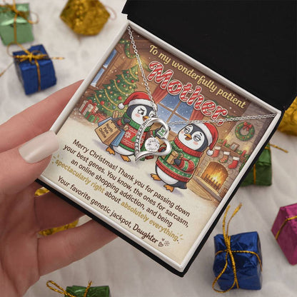 To My Mother Necklace From Daughter, Funny Merry Christmas Gift, Mom Christmas Present, Sarcastic Genes Gift - Love Knot Necklace-LKN81219