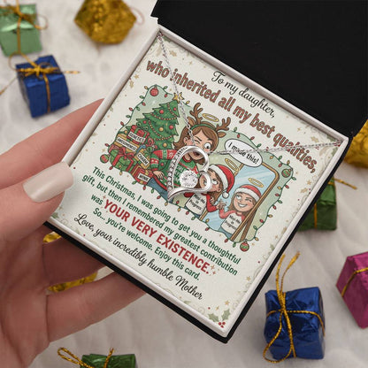 To My Daughter Necklace From Mother, Funny Christmas Gift, Gift For Daughter From Mom - Love Knot Necklace-LKN29867