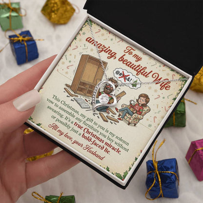 To My Wife Necklace From Husband, Funny Christmas Gift, Holiday Present for Her - Love Knot Necklace-LKN45614