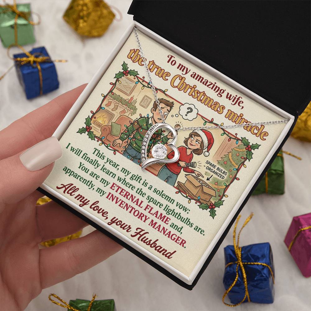 To My Wife Necklace From Husband, Funny Christmas Gift for Her, Holiday Present, Eternal Flame - Love Knot Necklace-LKN21365