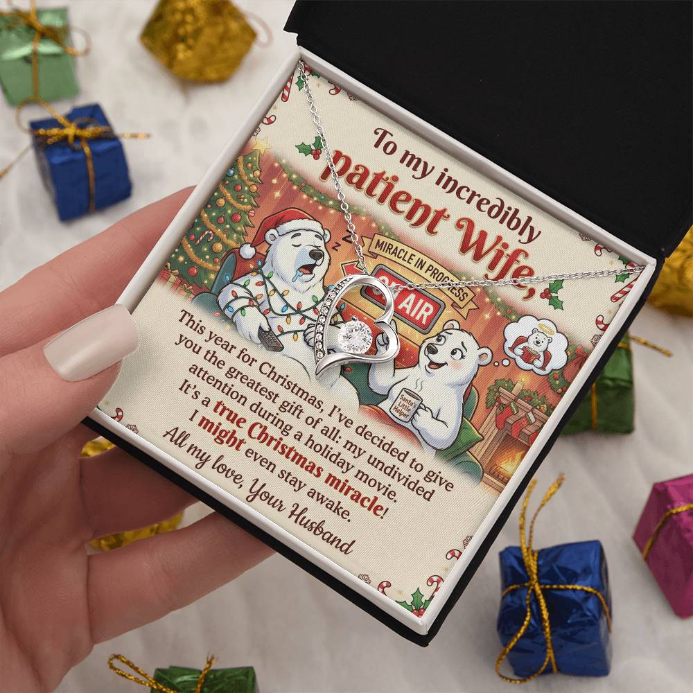 To My Patient Wife Necklace From Husband, Funny Christmas Gift, Holiday Present for Her - Love Knot Necklace-LKN52468