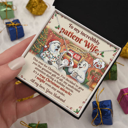 To My Patient Wife Necklace From Husband, Funny Christmas Gift, Holiday Present for Her - Love Knot Necklace-LKN52468