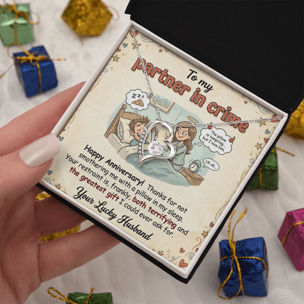 To My Partner In Crime Necklace From Husband, Funny Anniversary Gift For Wife, Love Knot Necklace-LKN96079