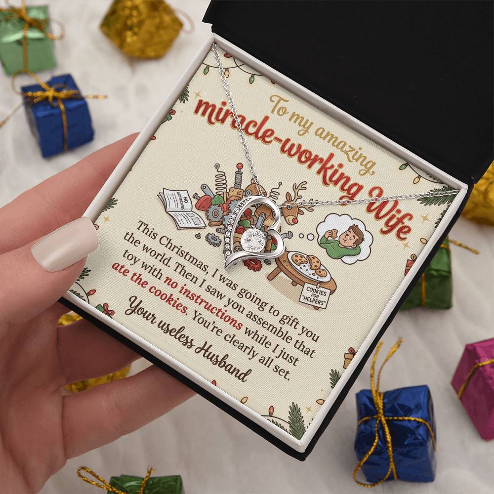 To My Wife Necklace From Husband, Funny Christmas Gift For Her, Miracle-Working Wife, Love Knot Necklace-LKN74647