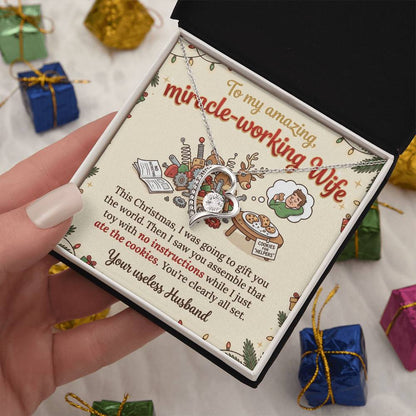 To My Wife Necklace From Husband, Funny Christmas Gift For Her, Miracle-Working Wife, Love Knot Necklace-LKN74647