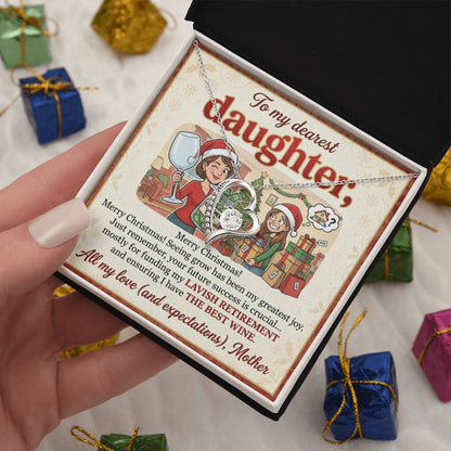 To My Daughter Necklace From Mother, Funny Christmas Gift for Daughter, Xmas Present, Holiday Jewelry Gift - Love Knot Necklace-LKN54012