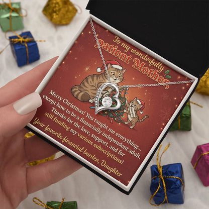 To My Mother Necklace From Daughter, Funny Christmas Gift for Mom, Humorous Xmas Present, Love Knot Necklace-LKN91310