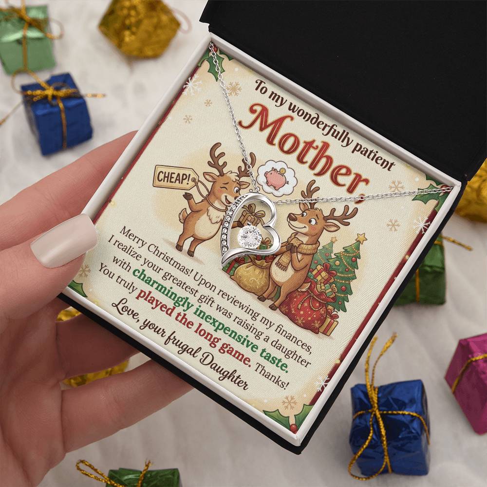 To My Mother Necklace From Daughter, Funny Christmas Gift, Mom Gift for Christmas, Merry Christmas Mom - Love Knot Necklace-LKN61313