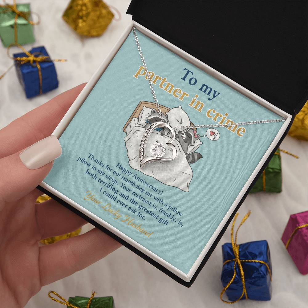 To My Partner in Crime Necklace From Husband - Funny Anniversary Gift for Wife, Love Knot Necklace-LKN48141
