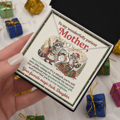 To My Mother Necklace From Daughter, Funny Christmas Gift For Mom, Holiday Gift, Merry Christmas - Love Knot Necklace-LKN18617