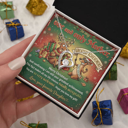 To My Mother Necklace From Daughter, Funny Christmas Gift, Greatest Achievement, Holiday Gift for Mom - Love Knot Necklace-LKN76298