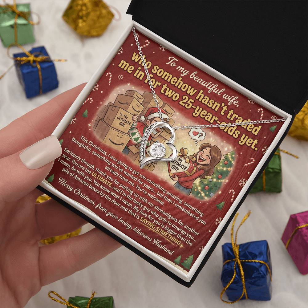 To My Wife Necklace From Husband, Funny Christmas Gift, Wife Birthday Gift, Romantic Anniversary Present - Love Knot Necklace-LKN54175