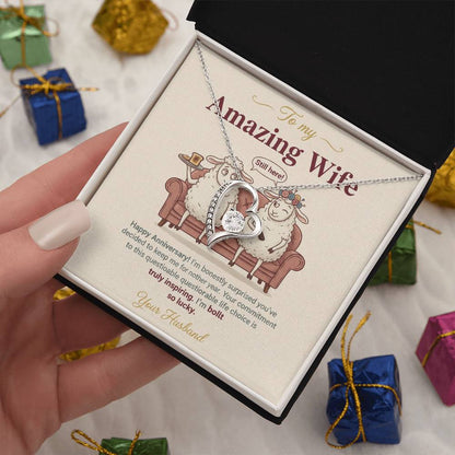 To My Wife Necklace From Husband, Funny Anniversary Gift For Her, Wife Birthday Gift - Love Knot Necklace-LKN50846