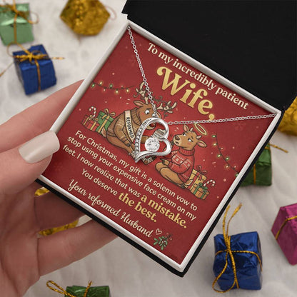 To My Wife Necklace From Husband, Funny Christmas Gift for Her, Holiday Present, You Deserve The Best - Love Knot Necklace-LKN77850