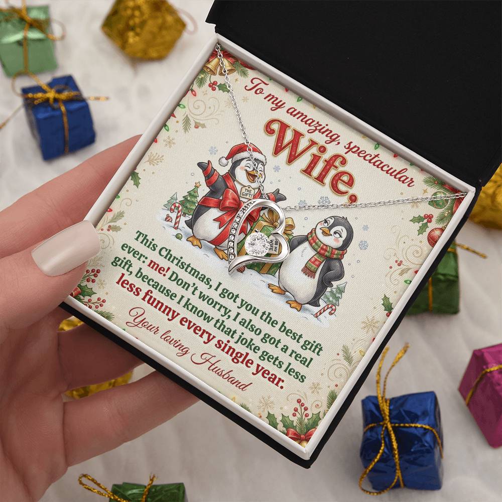 To My Wife Necklace From Husband, Funny Christmas Gift, Romantic Xmas Present for Her, Anniversary Gift, Love Knot Necklace-LKN18529