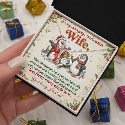 To My Wife Necklace From Husband, Funny Christmas Gift, Romantic Xmas Present for Her, Anniversary Gift, Love Knot Necklace-LKN18529