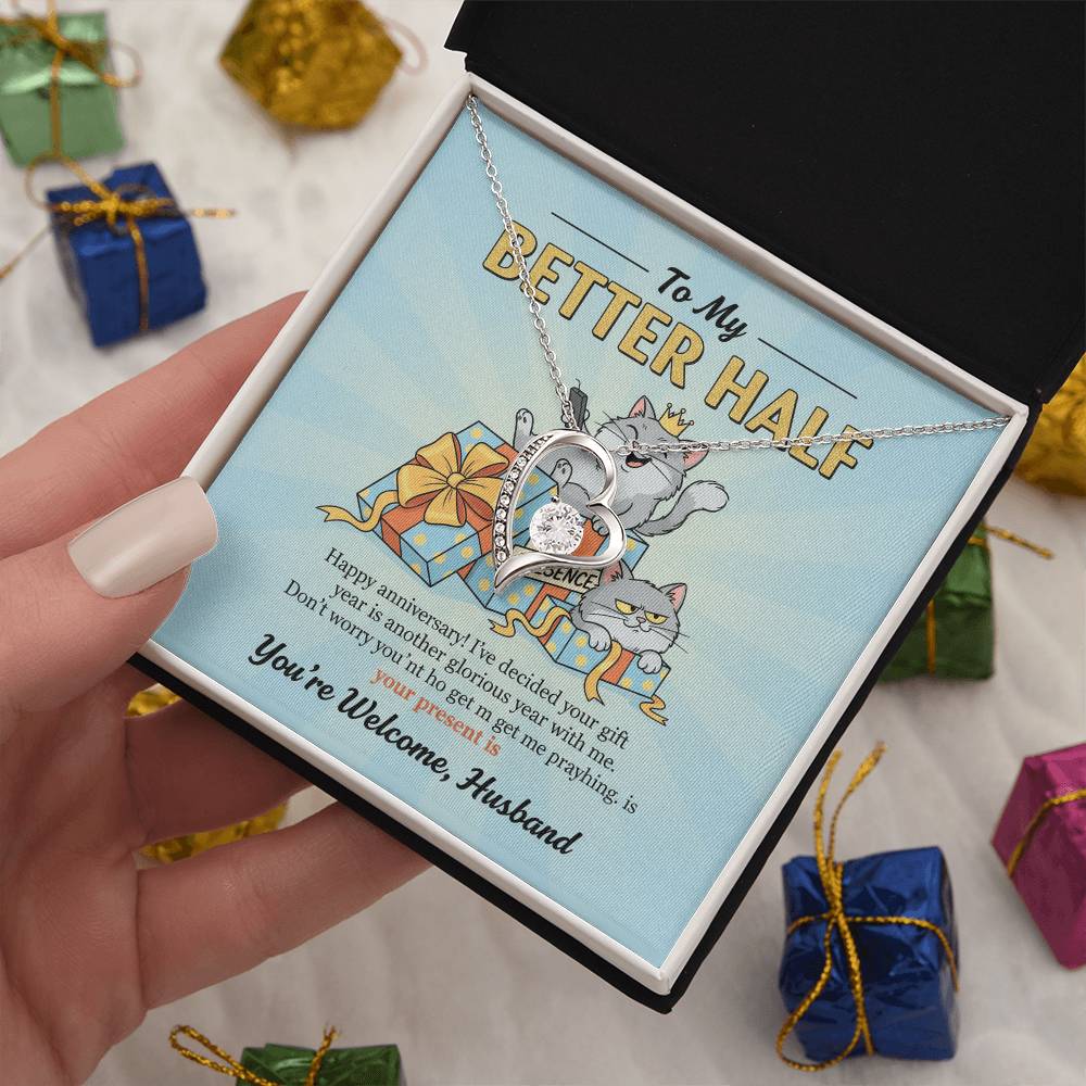 To My Husband Necklace From Wife, Funny Anniversary Gift for Him, Better Half Birthday Card - Love Knot Necklace-LKN85546