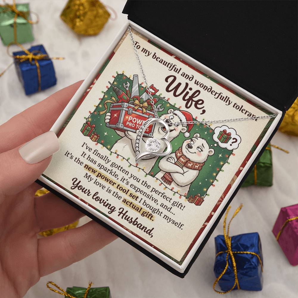 To My Wife Necklace From Husband, Funny Christmas Gift, Humorous Birthday Present for Her, Love Knot Necklace-LKN61772