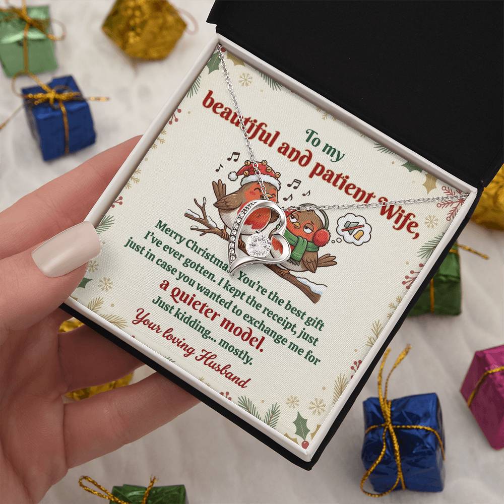 To My Wife Necklace From Husband, Funny Christmas Gift For Her, Xmas Gift Idea - Love Knot Necklace-LKN91668