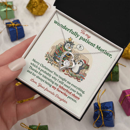 To My Mother Necklace From Daughter, Funny Christmas Gift For Mom, Holiday Present For Mother - Love Knot Necklace-LKN16282