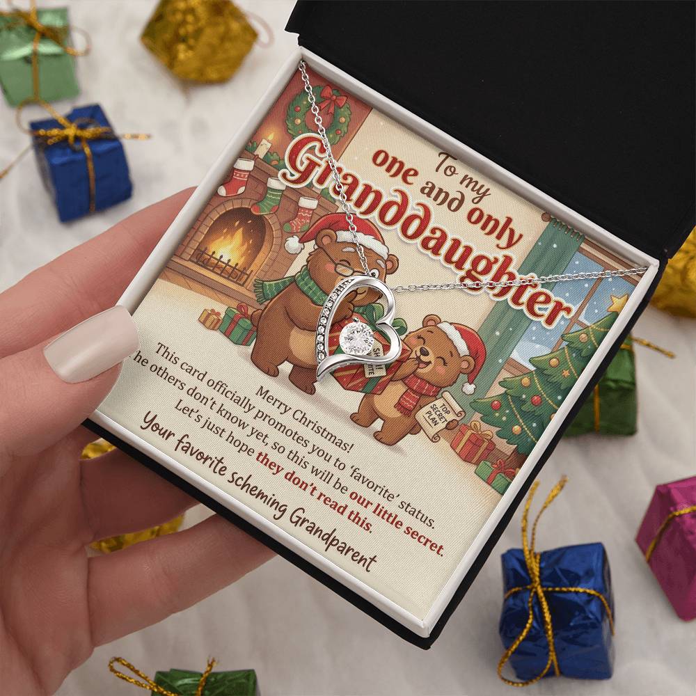 To My Granddaughter Necklace From Grandparent, Favorite Granddaughter Christmas Gift, Holiday Present for Her - Love Knot Necklace-LKN97259