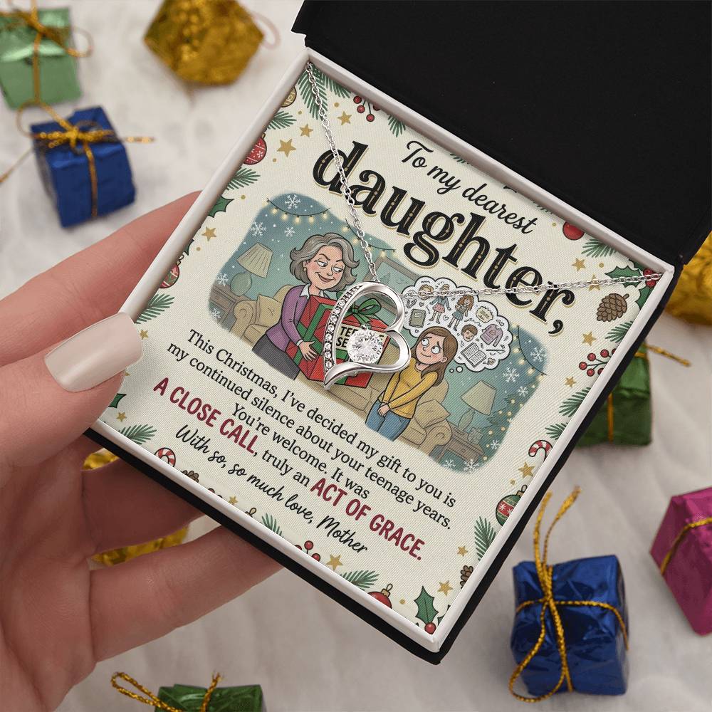 To My Daughter Necklace From Mother, Funny Christmas Gift for Daughter, Sentimental Teenage Years Present, Love Knot Necklace-LKN81682